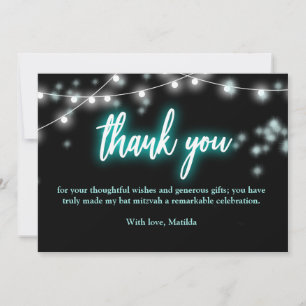 Bat Mitzvah Turkos Neon Tema Tack Kort