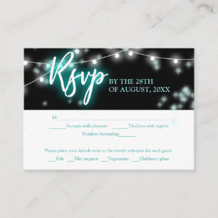Bat Mitzvah Turkos Neon Tematiserad RSVP Tilläggskort