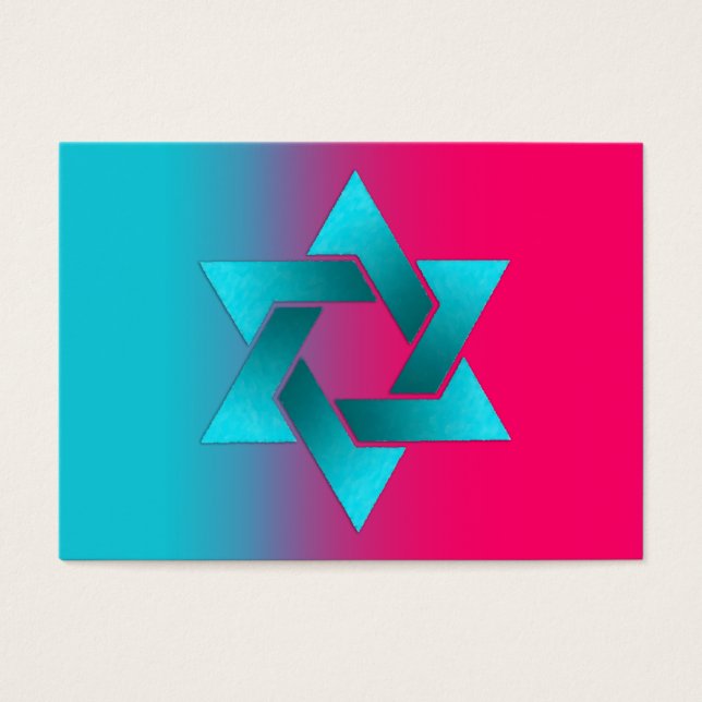Bat mitzvah Turkos och Rosa Ombre Star i David Visitkort (Framsidan)