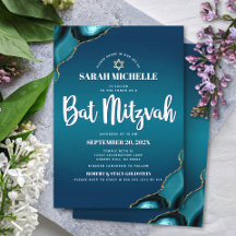 Bat Mitzvah Turkos Ombre Agat Modern Skriftstil