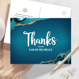 Bat Mitzvah Turkos Ombre Agat Script Tack Kort