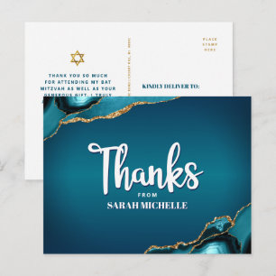 Bat Mitzvah Turkos Ombre Agat Script Tack Kort