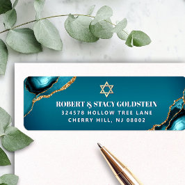 Bat Mitzvah Turkos Ombre Guld Agat Adress Returadress Etikett