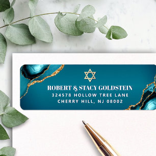 Bat Mitzvah Turkos Ombre Guld Agat Adress Returadress Etikett