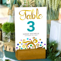 Bat mitzvah turkos White Gold Foil Livets träd