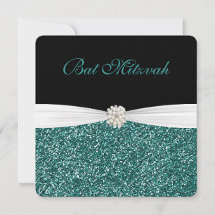 Bat mitzvah, Turquise Glitter, inbjudningar