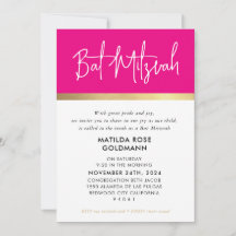 BAT MITZVAH ultratrendig, modern rosa svart guld