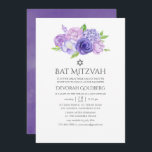 Bat mitzvah ultraviolett Blommigt Inbjudningar<br><div class="desc">Bat mitzvah inbjudningar till blommigten med vattenfärg som har ultraviolett med skuggor av lila och grönt. Blommor är bl.a. vattenkraft,  lavender,  ponnyer och ro.</div>
