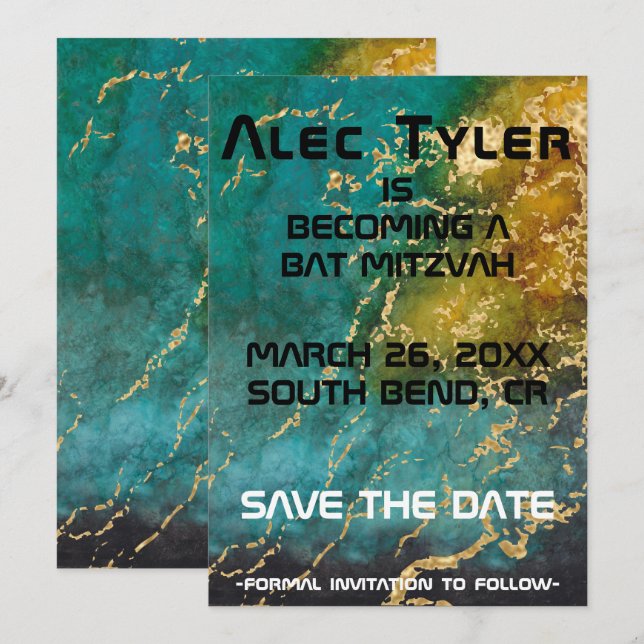 Bat mitzvah utrymme för BM Pub Spara datum Datumet (Fram/baksida)