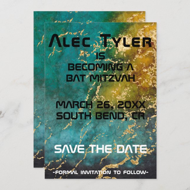 Bat mitzvah utrymme för BM Pub Spara datum Spara Datumet (Fram/baksida)