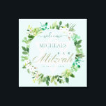 Bat mitzvah VÄLKOMNE FÖR AQUA FOLIAGE WREATH STAR  Canvastryck<br><div class="desc">Om du behöver ytterligare anpassningar eller andra matchande artiklar kan du kontakta mig på info@yellowfebstudio.com</div>