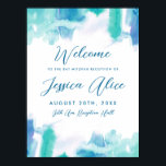 Bat mitzvah välkomstmeddelande om blått vattenfärg poster<br><div class="desc">En tårblått och grönt tvättar av vattenfärg med en aning lila,  med redigerbar text. Anpassa för att anpassa,  flytta eller flytta  inslag.</div>