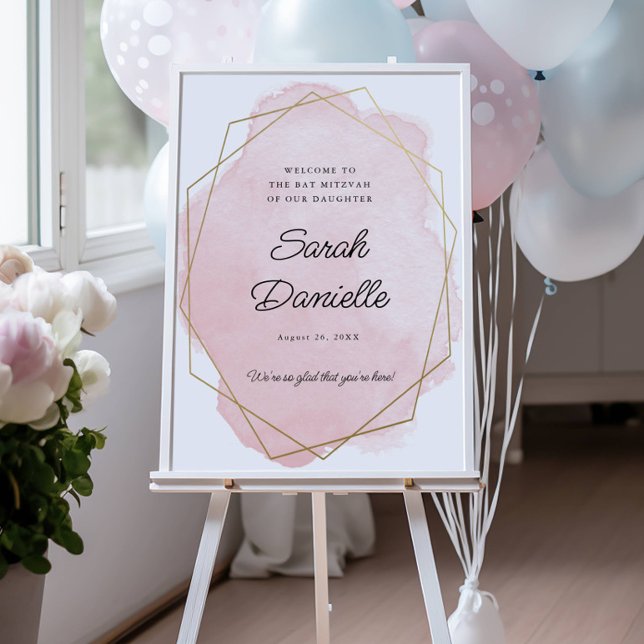 Bat mitzvah välkomstplats för elegantens Rosa Poster (Skapare uppladdad)