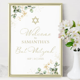Bat mitzvah välkomstsignaturer | Eucalyptus Gilded Poster