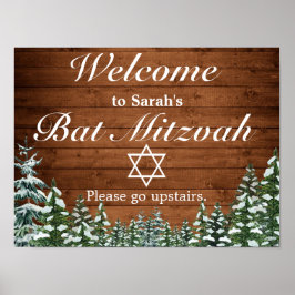 Bat mitzvah välkomsttecken för Snowy Wood & Forest Poster