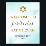 Bat mitzvah vattenfärg Pastel Blue Guld Välkommen Poster<br><div class="desc">Bat mitzvah vattenfärg Pastel Blue Guld Välkommen Poster</div>