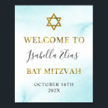 Bat mitzvah vattenfärg Pastel Blue Guld Välkommen Poster<br><div class="desc">Bat mitzvah vattenfärg Pastel Blue Guld Välkommen Poster</div>