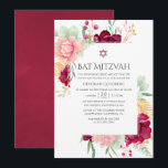 Bat mitzvah vattenfärgsburgundi och  Blommigt Inbjudningar<br><div class="desc">Burgundy - marsala och  rosa blommigt och eukalyptus bat mitzvah inbjudan designad för att snabbt och enkelt kunna anpassas till dina händelsespecifikationer.</div>