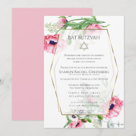 Bat mitzvah | Vattenfärgspapper, Rosa, sida 3 Inbjudningar