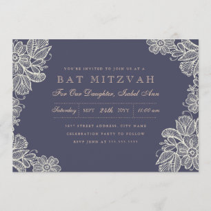 Bat mitzvah vintagesnöre inbjudningar