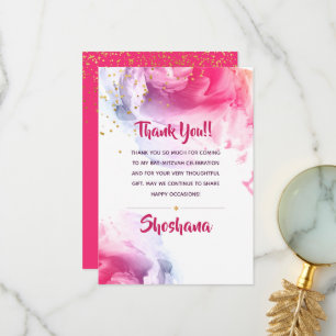 Bat mitzvah Watercolor Glitter - tackkort Tack Kort