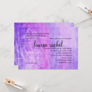 Bat mitzvah Watercolor Streak Lila Star of David Inbjudningar