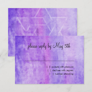 Bat mitzvah Watercolor Streak Lila Star of David OSA Kort