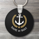 Bat Namn Anchor Guld Stil Laurel Star Navy Black Nyckelring<br><div class="desc">En nyckelkedja för Personlig med din båt namn, familj namn eller annan önskad text efter behov. Med en designad sjöbåtankare i anpassningsbar, löv i guld stil och stjärnemblem i svart eller justera enkelt det primära färg så att det stämmer överens med det aktuella temat. Gör en underbar vilken tillfälle som...</div>