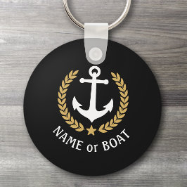 Bat Namn Anchor Guld Stil Laurel Star Navy Black Nyckelring