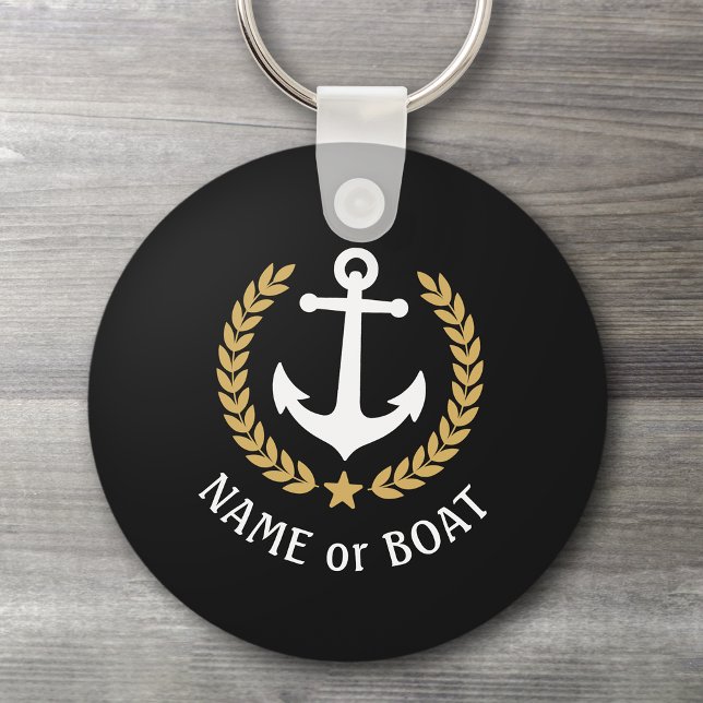 Bat Namn Anchor Guld Stil Laurel Star Navy Black Nyckelring (Skapare uppladdad)