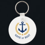 Bat Namn Anchor Guld Stil Laurel Star Navy White Nyckelring<br><div class="desc">En nyckelkedja för Personlig med din båt namn, familj namn eller annan önskad text efter behov. Med en designad sjöbåtankare i anpassningsbar, löv i guld stil och stjärnemblem på vitt eller justerar enkelt det primära färg så att det stämmer överens med det aktuella temat. Gör en underbar vilken tillfälle som...</div>