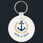 Bat Namn Anchor Guld Stil Laurel Star Navy White Nyckelring<br><div class="desc">En nyckelkedja för Personlig med din båt namn, familj namn eller annan önskad text efter behov. Med en designad sjöbåtankare i anpassningsbar, löv i guld stil och stjärnemblem på vitt eller justerar enkelt det primära färg så att det stämmer överens med det aktuella temat. Gör en underbar vilken tillfälle som...</div>