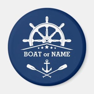Båt-Namn eller textankaret Oars Helmmarblått Magnet