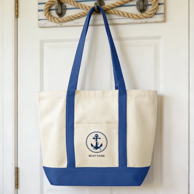 Båt-Namn Rope & Anchor Tote Bag Tygkasse (Skapare uppladdad)