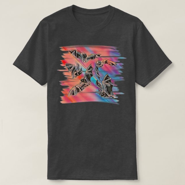 Bat Night Vampire Motif Halloween Wing flying Mamm T Shirt (Design framsida)