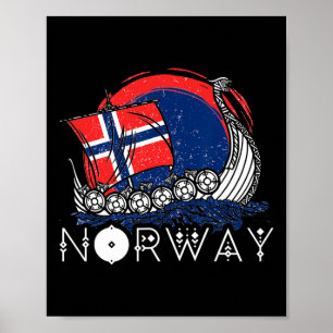 Båt Norsk Flagga Norge Viking Skepp Stolthet Ocean Poster