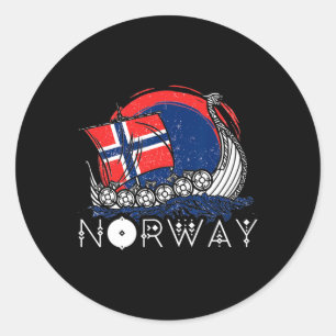 Båt Norsk Flagga Norge Viking Skepp Stolthet Ocean Runt Klistermärke