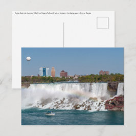 Båt och Amerikanska fallen från Niagarafallen Vykort