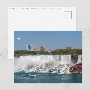 Båt och Amerikanska fallen från Niagarafallen Vykort
