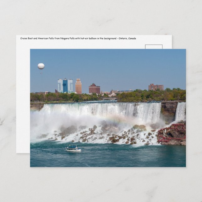 Båt och Amerikanska fallen från Niagarafallen Vykort (Fram/baksida)