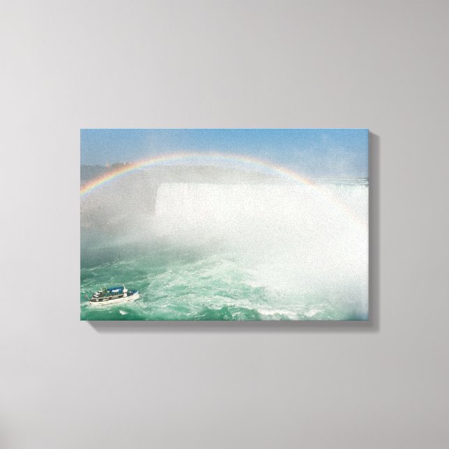 Båt och hästskoformade fallen från Niagarafallen Canvastryck (Framsida)