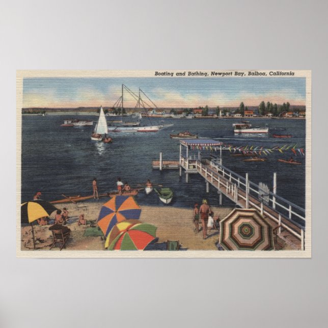 Båt och simning på Newport Bay Poster (Framsidan)