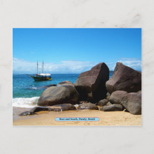 Båt och strand, Paraty, Brasilien Vykort