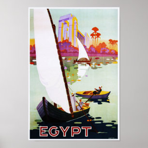 Båt på Nilen Egypten Vintage resor Poster