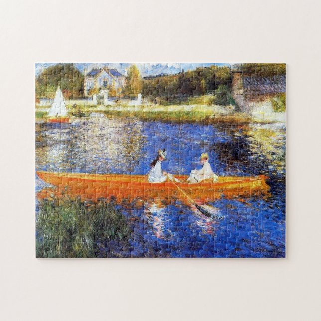 Båt på Seine River Renoir Fine Art Pussel (Horisontell)