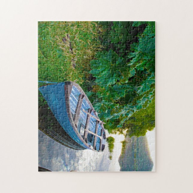 Båt på Sjö. Jig Saw Puzzle Pussel (Vertikal)