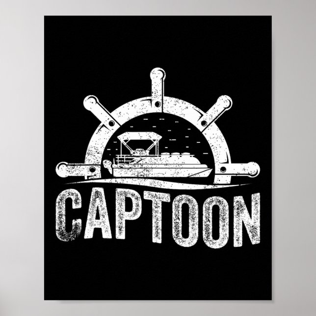 Båt Ponton Kapten Pontonbåt Captoon  Poster (Framsidan)