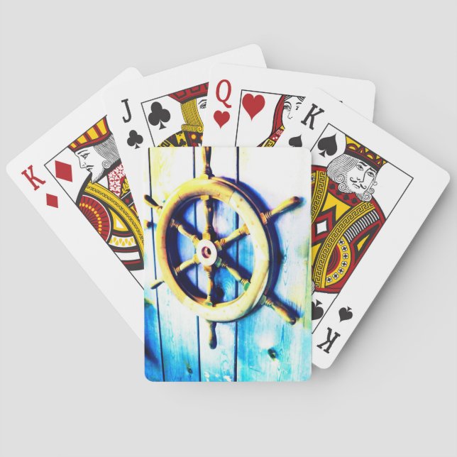 Båt Rorhjul Slående Marin Trä Casinokort (Baksidan)