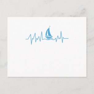 Båt Sailing Gift Heartslag Funny Sailboat Vykort