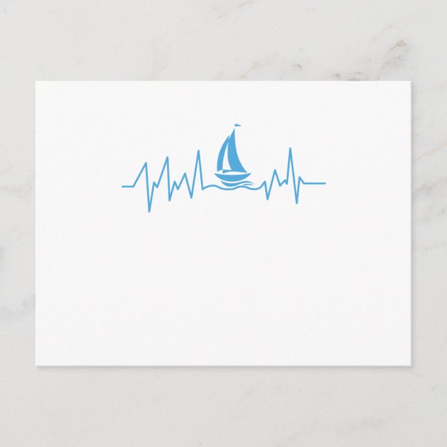 Båt Sailing Gift Heartslag Funny Sailboat Vykort (Framsida)